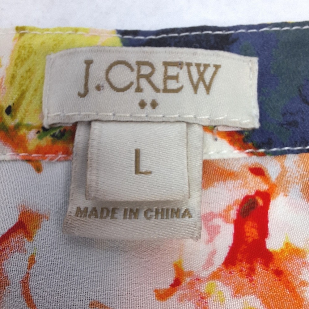 J Crew Floral Blouse Womens Large Blue Orange Sleeveless Shell Summer Top - Picture 3 of 6
